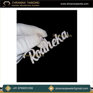 Trendy Hip Hop 925 Silver Rhodium Plated Custom Iced Fine Cursive <b>Initial</b> Letter Name Diamond Pendant Fine <b>Necklace</b> Charm Unisex - Product Image 6