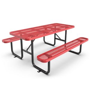 Set tavolo e sedia da esterno rosso 6ft con foro per ombrellone per Patio o giardino - Product Image 1