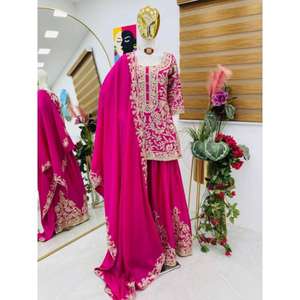 ผ้าแชร์ราพาลาซโซผ้าไหมผ้าคางหนาสำหรับนักออกแบบใหม่พร้อมงานปักลำดับรหัส - Product Image 1