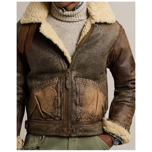 Novedades: Chaqueta de invierno para hombre de piel sintética, gruesa y cálida, con cuello vuelto, en negro y marrón, estilo motociclista. - Product Image 6