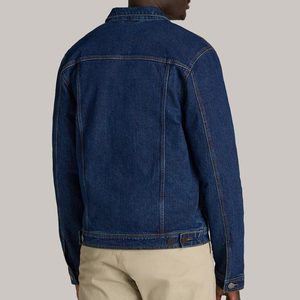 <b>Mens</b> <b>Blue</b> Denim Jacket Classic Jean Outerwear with Turn Down Collar Long Sleeve Durable and Stylish for Everyday Wear - Product Image 2