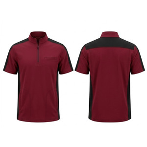 Half Zip Workwear <b>Scrub</b> <b>Top</b> With Modern Stand Collar Short Sleeves Practical Design And Comfortable Fit For Healthcare - Product Image 1