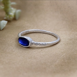 Magnifique bague de fiançailles certifiée IGI pour femmes, saphir bleu naturel, véritable diamant d'appoint, argent massif 925, style bohème - Product Image 5