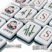Jeu de tuiles de Mahjong en acrylique, tuiles de Mahjong bleues Heritage, faces décoratives pour jeux de société et tables de jeu à domicile