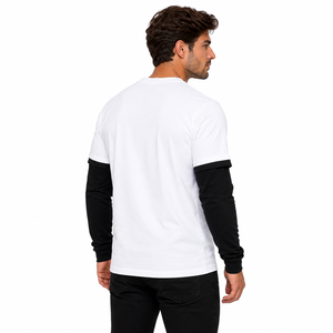 Custom Men <b>Double</b> Sleeve <b>Shirt</b> Trendy Y2K Layered Long Sleeve T <b>Shirt</b> Faux <b>Two</b> Piece Tee Fashion Mens <b>Double</b> Sleeve T <b>Shirt</b> - Product Image 4