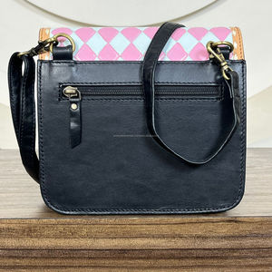 Sac à bandoulière à carreaux en cuir véritable usiné à la main, sac à main à bandoulière en cuir de vachette de style occidental pour femmes, nouveauté 2025 - Product Image 5