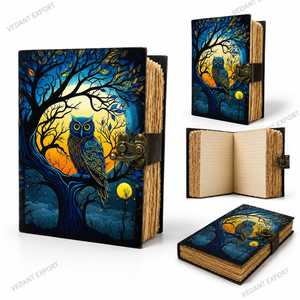 Owl Leather Grimoire Journal <b>Book</b> of Shadows Witchcraft <b>Notebook</b> Moon Phase Spell <b>Book</b> Blank Witch Journal Wiccan Junk Journal - Product Image 1