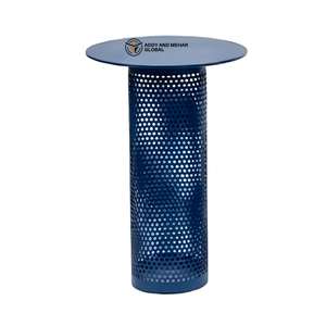 Modern Blue Perforated Metal <b>Stool</b> Round Top Industrial Steel Side <b>Stool</b> Contemporary Seating for Home Garden Café Furniture - Product Image 1