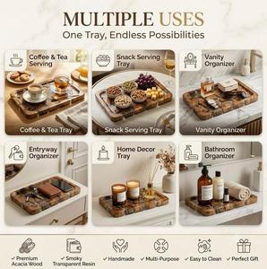 Modern Rectangular Resin Storage <b>Tray</b> with Polished Finish Dishwasher Safe Modern Luxury Design for Kitchen Use - Product Image 5