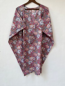 Nuevo Kaftán Naaz Textile con Estampado Animal, Cuello en V, Cordón Ajustable, Manga Corta, Corte Evase, Estilo Indio, Suave, 100% Algodón, con Encaje, para Mujer, Verano - Product Image 2