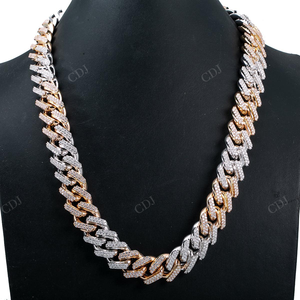 สร้อยคอแบบ Cuban Link ชุบทอง 18 มม. ยาว 26 นิ้ว สไตล์ฮิปฮอป ประดับเพชร VVS Moissanite ตัวล็อคหรูหรา ทำจากเงินแท้ เหมาะสำหรับทั้งผู้ชายและผู้หญิง - Product Image 3