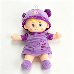 Muñeca de tela personalizada con cabello rubio, peluche de cerdo bordado de dibujos animados, muñeca de trapo de peluche para niñas para dormir. - Product Image 5