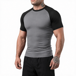 Camiseta Deportiva de Compresión para Hombre, Manga Corta, Transpirable, Absorbe la Humedad, Ajuste Elástico, para Gimnasio, Entrenamiento, Protección contra Rozaduras, Personalizable - Product Image 1