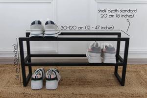 Sleek Black <b>Shoe</b> <b>Rack</b> Dual Tier Modern Storage Organizer Space Saving Design Strong Stable Frame Elegant Entryway Display Unit - Product Image 5