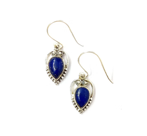 Dainty 925 <b>Silver</b> <b>Dangle</b> & Drop <b>Earrings</b> With Lapis Lazuli Gemstone Daily Wear Fine Jewelry for Women - Product Image 2