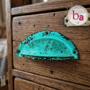 Poignée de tiroir ovale moderne en alliage de zinc Beads Art CIK 187, finition patinée turquoise, bouton de meuble pour maison et bureau - Product Image 1