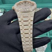 Montre automatique royale en acier inoxydable argentée, style hip-hop, avec diamants Moissanite, 40 mm, taille ronde brillante