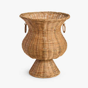 Panier en rotin tressé à la main, pot de fleurs décoratif en osier naturel avec poignées pour la décoration de la maison, du salon et de l'entrée - Product Image 4