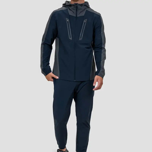 Conjunto Deportivo de Invierno para Hombre, Ecológico, de Nailon/Poliéster, con Capucha, Ligero, Cortavientos, Transpirable, Chaqueta con Cierre Completo y Pantalones Jogger - Product Image 2