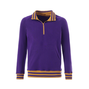 Sweat-shirt à col rond en chenille Omega pour femme, hiver, fermeture éclair quart de tour, imprimé 3D, rayures dorées, poignets côtelés, logo frontal - Product Image 1