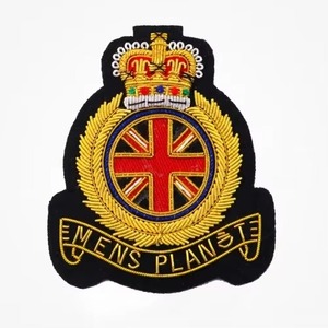 Handmade Embroidered Bullion Wire Canvas Patches Custom Shape 3D <b>Badges</b> Safety <b>Pin</b> Washable Rhinestone Decorated Custom Colors - Product Image 2