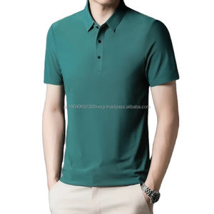 Nouveau polo pour homme en tissu fin respirant extensible, uni, populaire, pour le travail, décontracté, à col polo, vêtements de marque pour homme - Product Image 4