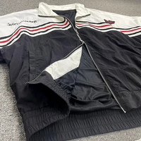 Ensemble de survêtement imperméable pour homme, coupe-vent, color block noir, blanc, rouge, veste zippée rayée, short en microfleece