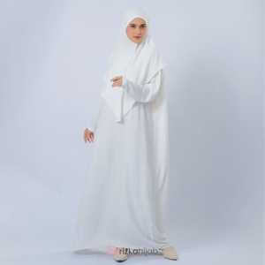 Abaya longue Zamzam Industriumrah Hijab beige à manches longues et col montant, robe modeste unie en rayonne légère et respirante, coupe ample - Product Image 2