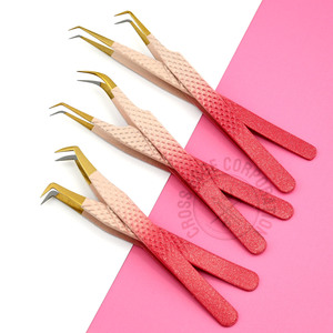 Meilleure pince à cils à pointe en fibre 45 pince à cils en acier inoxydable à 90 degrés volume de démarrage Extensions de cils pince à épiler pour Iashes - Product Image 1