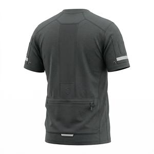 เสื้อยืดเทคแวร์ทรงโอเวอร์ไซส์สำหรับผู้ชาย แบบขายส่ง รับผลิตตามสั่ง (OEM) ผ้าฝ้ายฟลีซ 100% ซับเหงื่อ สีเทาเข้ม มีหลายกระเป๋า - Product Image 3