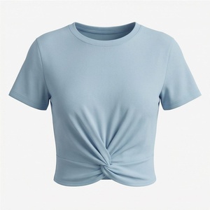 เสื้อยืดผ้าฝ้ายผู้หญิง พิมพ์ลายตามสั่ง สไตล์วินเทจ ทรงหลวม ครอปท็อป ชุดออกกำลังกาย เสื้อผ้ากีฬาคุณภาพพรีเมียม - Product Image 1