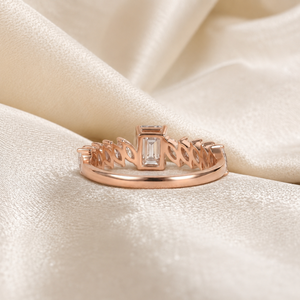 Emerald Cut & Marquise Lab Grown <b>Diamond</b> <b>Ring</b> | 10K Rose Gold Wedding <b>Ring</b> | Luxury Stackable Anniversary Band Fine Jewelry Gift - Product Image 4