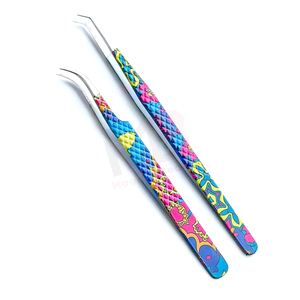 Juego de 4 Pinzas para Pestañas de Acero Inoxidable (Color Artístico) con Agarre de Diamante, Alta Calidad, Precisión, Antiestáticas, Logotipo Personalizado, Duraderas - Product Image 6