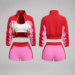 Ensemble de vêtements de sport pour femmes sur mesure, 3 pièces, tenue de fitness, soutien-gorge de sport, short, veste, fabricant en gros OEM - Product Image 1