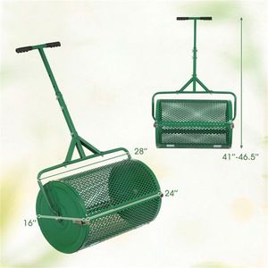 Spargitore per Prato da 24 Pollici per Terriccio, Sabbia e Fertilizzante, Spargitore di Compost con Rete da 0,75 x 0,5 Pollici, Verde - Product Image 3