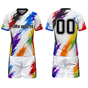 ชุดวอลเลย์บอลสีแดงขาวแบบซับลิเมชั่น เสื้อและกางเกงขาสั้น ชุดกีฬาแขนสั้นสำหรับทีม เสื้อผ้าสำหรับนักกีฬา - Product Image 1
