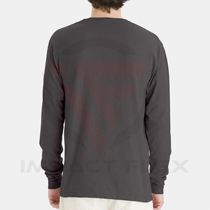 Haut à manches longues pour homme, coupe ajustée, respirant, anti-transpiration, compression légère, extensible, 92% polyester, 8% élasthanne, noir - Product Image 2