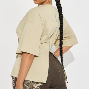 Camiseta Deportiva Ligera de Yoga, Estilo Nuevo, con Cierre Trasero, Manga Corta, 100% Algodón, para Mujer - Product Image 3