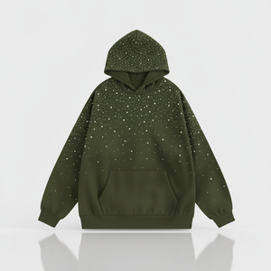 Custom Rhinestone Hoodie Unisex High Quality Custom Diamond Cotton Fleece <b>Pullover</b> <b>Men</b> Rhinestone Hoodie - Product Image 5