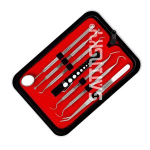 Micro escalador dental de Hoz, mango de silicona, removedor de cálculo periodontal, juego ergonómico de 10 instrumentos dentales de acero inoxidable - Product Image 6