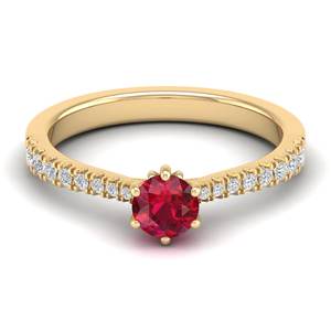 Anillo de Compromiso REYES Hecho a Medida en Oro Sólido de 14K con Diamante Certificado IGI, Corte Redondo, Gema de Rubí de 0.5 Quilates, Joyería Preciosa - Product Image 6