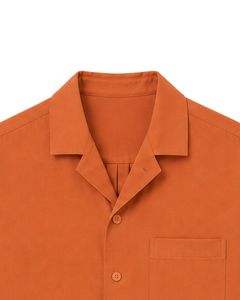 Chemise Homme Col Cubain Orange Décontractée Manches Courtes Été Oversize Streetwear Tendance Plage Boutonnée Haut de Gamme - Product Image 5