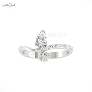 แหวนทองคำแท้ 14K ลายใบไม้ ดีไซน์เก๋ ปี 2026 ประดับเพชรทรงลูกแพร์ธรรมชาติ 0.54 กะรัต เหมาะสำหรับงานแต่งงานและสวมใส่ทุกวัน ขายส่งเครื่องประดับ - Product Image 2