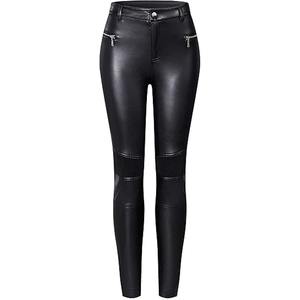 Pantalon en cuir décontracté pour femme de qualité supérieure, taille mi-haute à boutons, écologique, prix abordable, collection printemps - Product Image 1