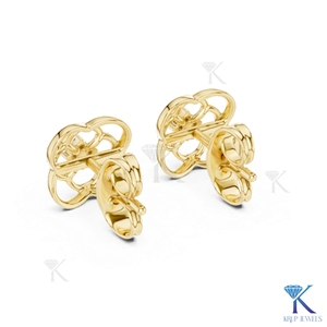 ต่างหูเพชร CVD แบบฝังทรงโคลเวอร์ลายฉลุ ทองคำแท้ 14K หรูหรา รับรองโดย IGI เครื่องประดับมินิมอลสำหรับผู้หญิง - Product Image 6