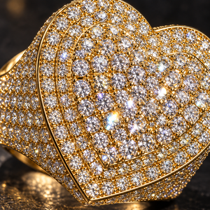 Custom VVS Moissanite Hip Hop Heart Double Layer <b>Ring</b> 10K 14K <b>18K</b> <b>Gold</b> Round Cut Iced Out <b>Ring</b> Luxury Statement Fine <b>Men</b> Jewelry - Product Image 2