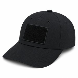 Casquette snapback noire à 6 panneaux avec patch Velcro, unisexe, décontractée, ajustement réglable - Product Image 1