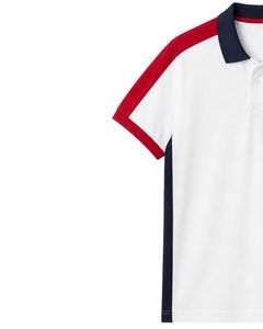 Polo homme personnalisé blanc, rouge et bleu marine, manches courtes, décontracté, sport, golf, respirant, été, design contrasté - Product Image 3