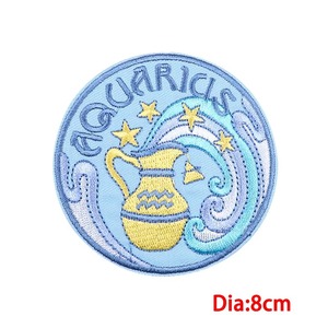 Applique thermocollante personnalisée en PVC, motif circulaire 3D en relief, signe zodiacal Vierge, 8 cm de diamètre, pour décoration cadeau - Product Image 5