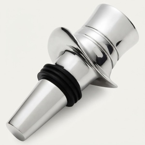 Vertedor y tapón de vino de acero inoxidable con elegante diseño de sombrero de copa, boquilla antiderrame con sello de silicona de grado alimenticio para bar en casa - Product Image 1